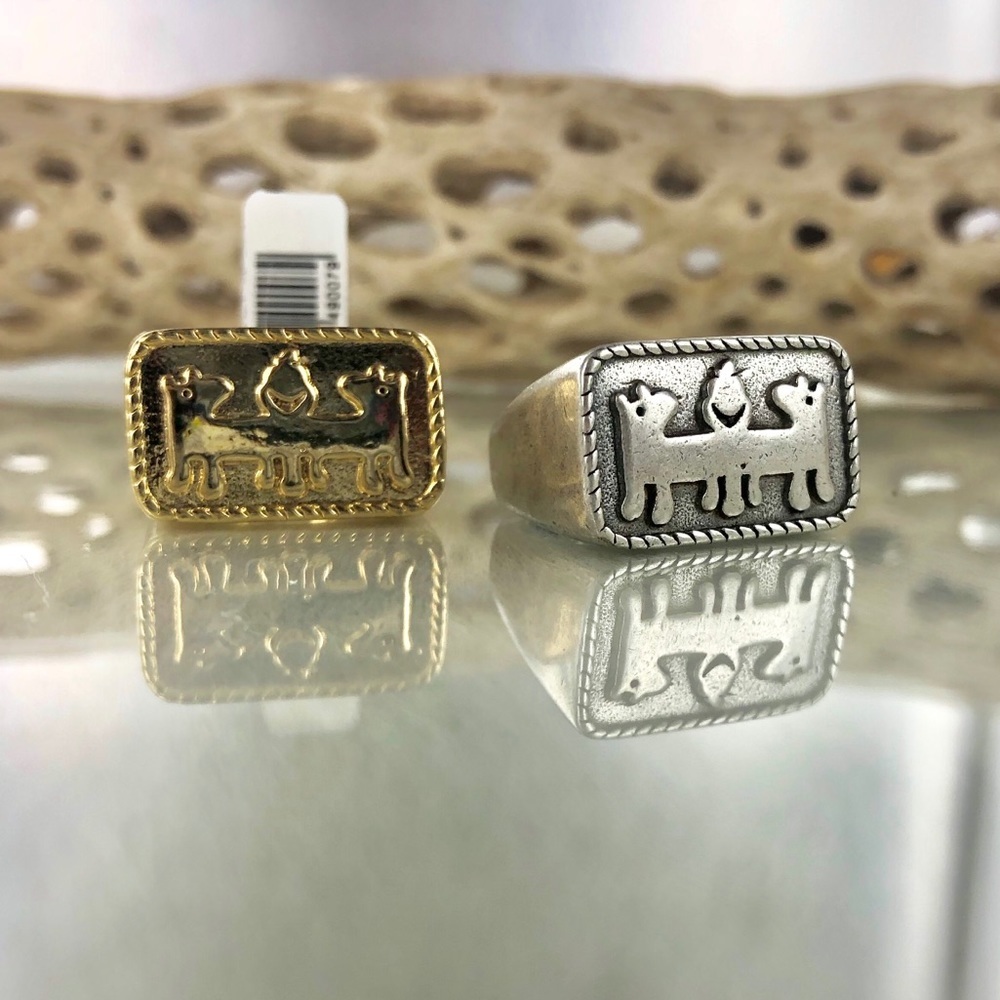 Silver or Gold Dogs Ring - NWT Size 7